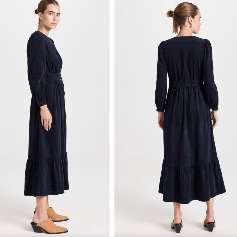 XIRENA Greta Corduroy Maxi Dress Dark Navy Blue Sz M$335